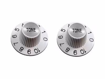 Allparts Tone Knobs Witch Hat Style fits USA Split Shaft Pots White 2-p