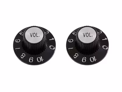 Allparts Volume Knobs Witch Hat Style fits USA Split Shaft Pots Black 2-p