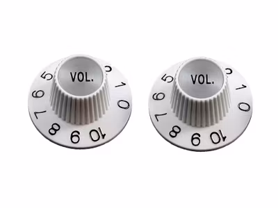 Allparts Volume Knobs Witch Hat Style fits USA Split Shaft Pots White 2-p