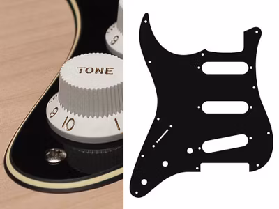 Boston SL-313 Pickguard Strat - Black & Cream (Lefthand)