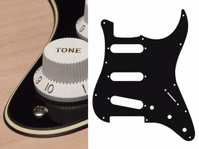 Boston ST-313 Pickguard Strat - Black & Cream