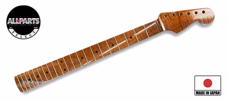 Allparts Select Ltd VIN-MOD Ersättningshals till Stratocaster - AAA+ Rostad Flammig Lönn, Nitrolack