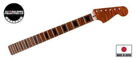 Allparts Select ltd VIN-MOD Deluxe neck for Jazzmaster, AAA+ roasted flamed maple,  bound w. block inlays, poly finish
