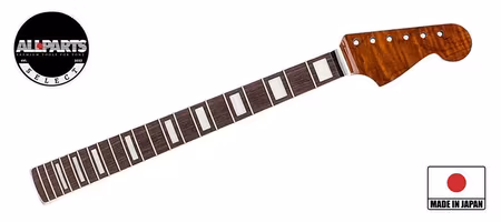 Allparts Select ltd Vintage Deluxe neck for Jazzmaster, AAA+ roasted flamed maple, bound w. block inlays, nitro finish