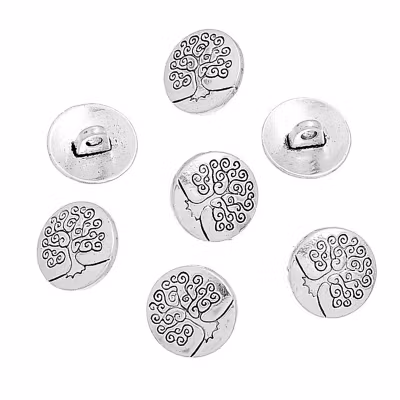 Kopia Metallknapp ca 14,5mm-AntikSilver -"Träd"
