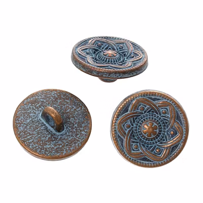 Kopia Metallknapp 15mm-Antik mässing-Keltisk blomma