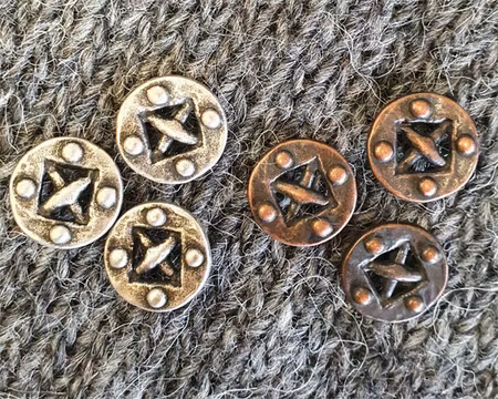 Metallknapp-medeltidskryss 18mm tenn eller koppar