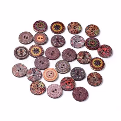 Blommig träknapp 15mm,19mm, 20mm, 25mm
