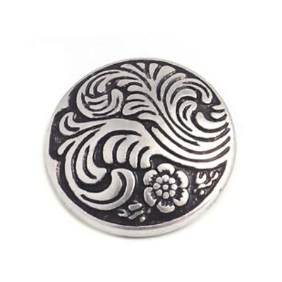 Metallknapp ca 17mm-AntikSilver -"ornament liten blomma"