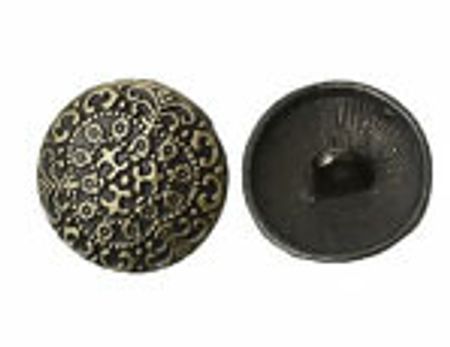 Metallknapp ca 17mm-Antik svart/mässing-"Struktur"