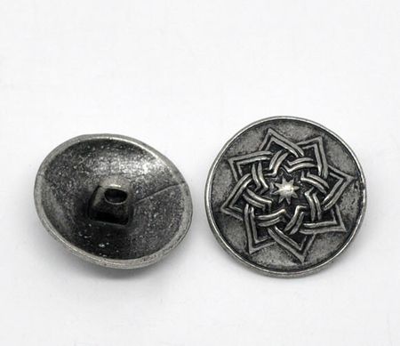 Metallknapp 20 mm-AntikSilver-mörk stjärna