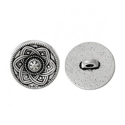 Metallknapp 15mm-Antik Silver-Keltisk blomma
