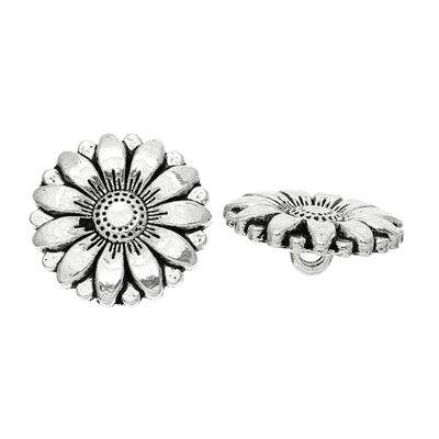 Knapp 18mm-antik silver krysantemum