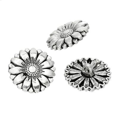 Knapp 18mm-antik silver krysantemum