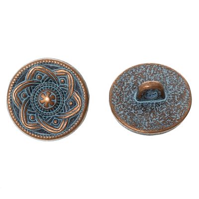 Metallknapp 15mm-Antik mässing-Keltisk blomma