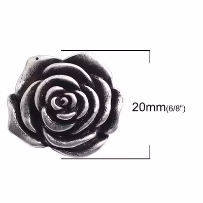 Metallknapp 20mm-Antik Silver-Ros