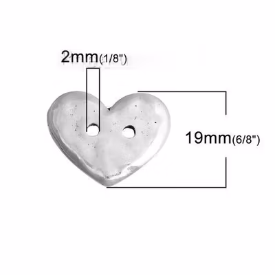 Knapp 19mm-Antik Silver hjärta