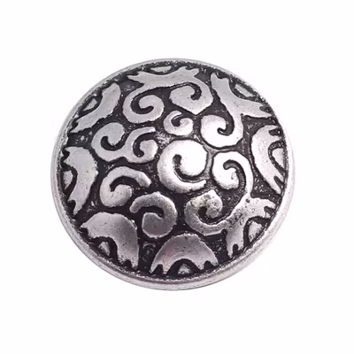 Knapp 19mm-Antik Silver välvd, Snirklar