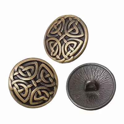 Metallknapp 17mm-antik mässing korsknut