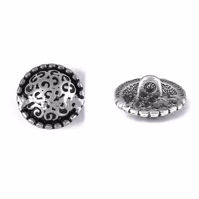 Metallknapp ca 14,5mm-AntikSilver -"Välvd"