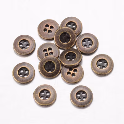 Metallknapp 18mm-Antik mässing-4-hål
