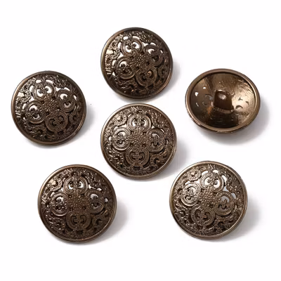 Metallknapp 20mm-antik brons välvd