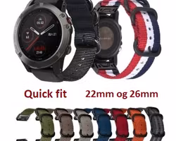 Norges/Nato Strap i 22mm og 26mm til din Garmin klokke