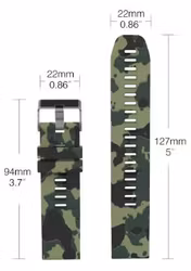 Camo-silikonreim i 22mm med Quickfit til Fenix 5, 6, 6Pro, 7, 7Pro