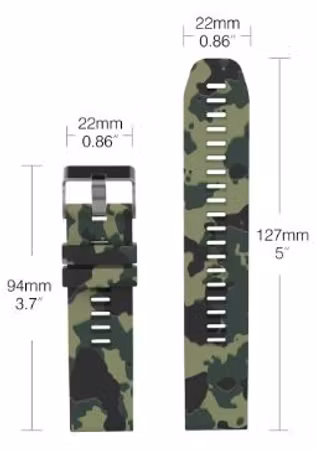 Camo-silikonreim i 22mm med Quickfit til Fenix 5, 6, 6Pro, 7, 7Pro