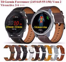 20 & 22mm skinnreim til Garmin Forerunner 255 245 546 158 Vivoactive 3/5, Venu 3 Venu 2 plus