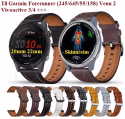 20 & 22mm skinnreim til Garmin Forerunner 255 245 546 158 Vivoactive 3/5, Venu 3 Venu 2 plus