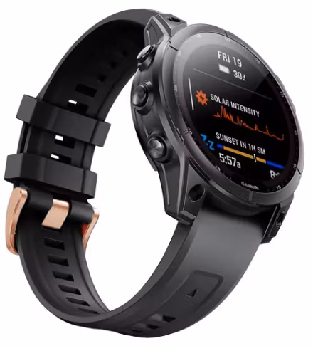 Silikonreim m/ Rose Gold spenne til Fenix 5s, 6s Pro, 7s Pro, Delta S, Instinct 2s