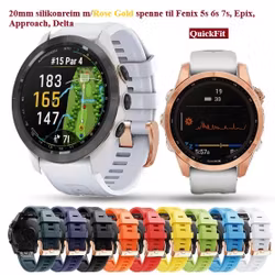 Silikonreim m/ Rose Gold spenne til Fenix 5s, 6s Pro, 7s Pro, Delta S, Instinct 2s