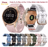 Silikonreim m/ Rose Gold spenne til Fenix 5s, 6s Pro, 7s Pro, Delta S, Instinct 2s