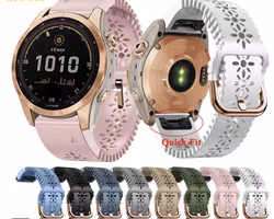 Silikonreim m/ Rose Gold spenne til Fenix 5s, 6s Pro, 7s Pro, Delta S, Instinct 2s
