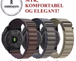 Myke og komfortable nylonreimer i 20, 22 og 26mm med Quickfit!
