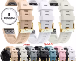 NYHET! Silikonreim m/ Gold spenne til Fenix 5s, 6s Pro, 7s Pro, Delta S, Instinct 2s