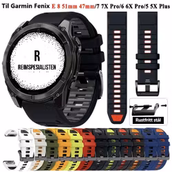 Nyhet! Silikonreim til Fenix E 8 47 og 51mm/ 7 7X i 22 og 26mm
