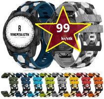 TILBUD! Silikonreim i fotballmønster til Garmin Fenix, Forerunner m.fl.