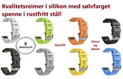 Nyhet! Silikonreim av høy kvalitet til med  sølvfarget spenne i rustfritt stål!