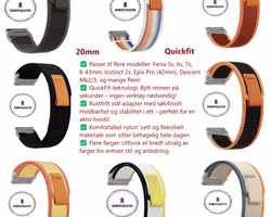 Oppgrader Garmin-klokken din med våre allsidige nylonreimer i 20mm!