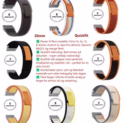 Oppgrader Garmin-klokken din med våre allsidige nylonreimer i 20mm!