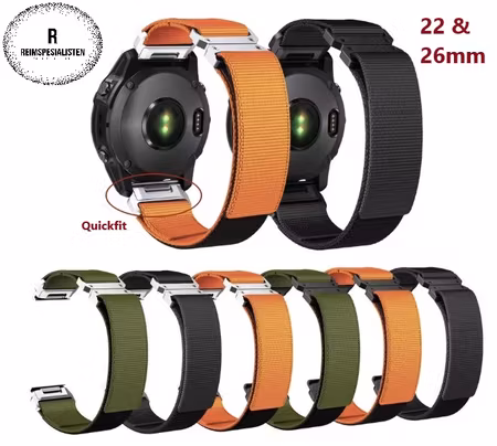 Premium nylonreimer til Garmin – pen og slitesterkt design i 22mm og 26mm!