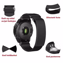 Premium nylonreimer til Garmin – pen og slitesterkt design i 22mm og 26mm!
