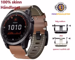 100% håndlagde skinnreim til Garmin-klokker i 22 og 26mm Quickfit