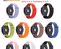 Myk og justerbar nylonreim med borrelås – 20 mm / 22 mm