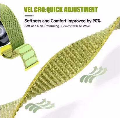 Myk og justerbar nylonreim med borrelås – 20 mm / 22 mm