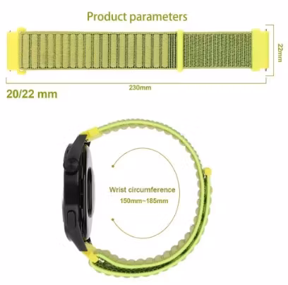 Myk og justerbar nylonreim med borrelås – 20 mm / 22 mm
