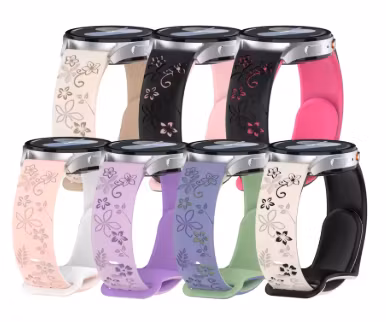 Silikonreim med blomsterdesign – 18 / 20 / 22 mm