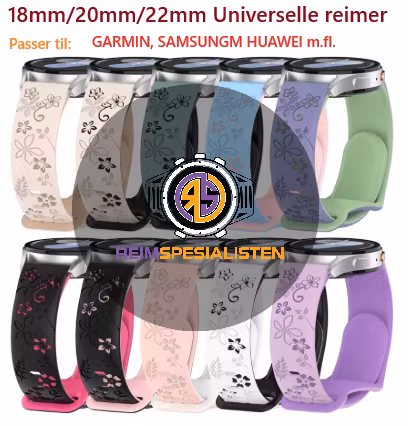 Silikonreim med blomsterdesign – 18 / 20 / 22 mm
